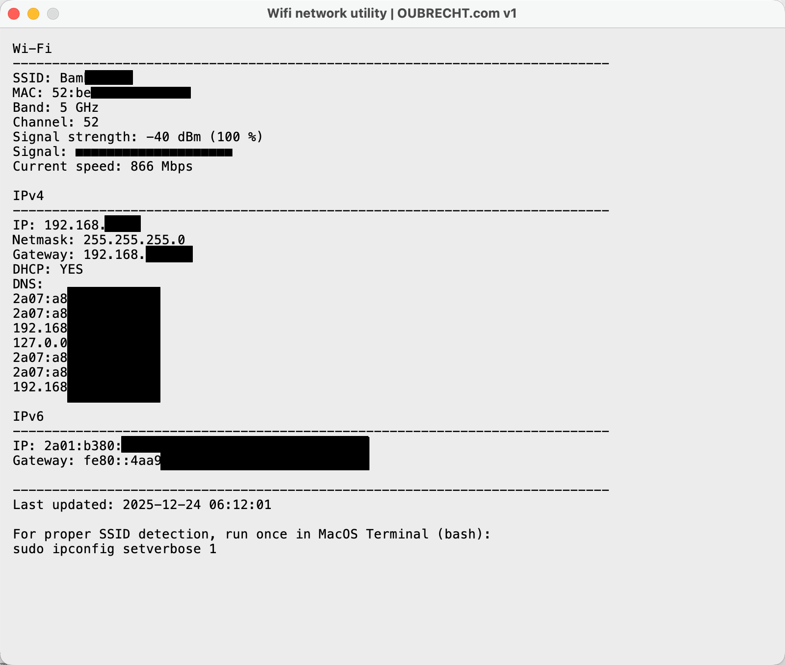 Wifi network utility for MAC